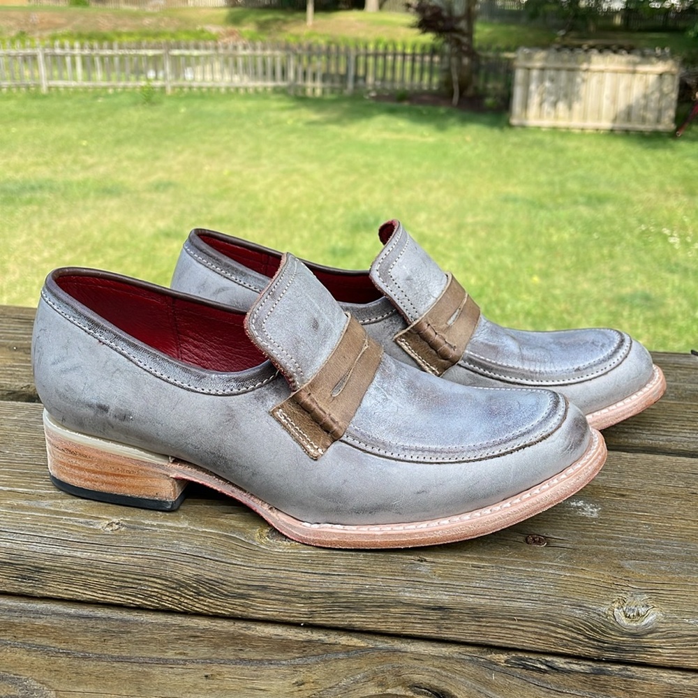 Freebird Sz 8 Macbeth Gray Leather Loafers Shoes Booties - Picture 3 of 13